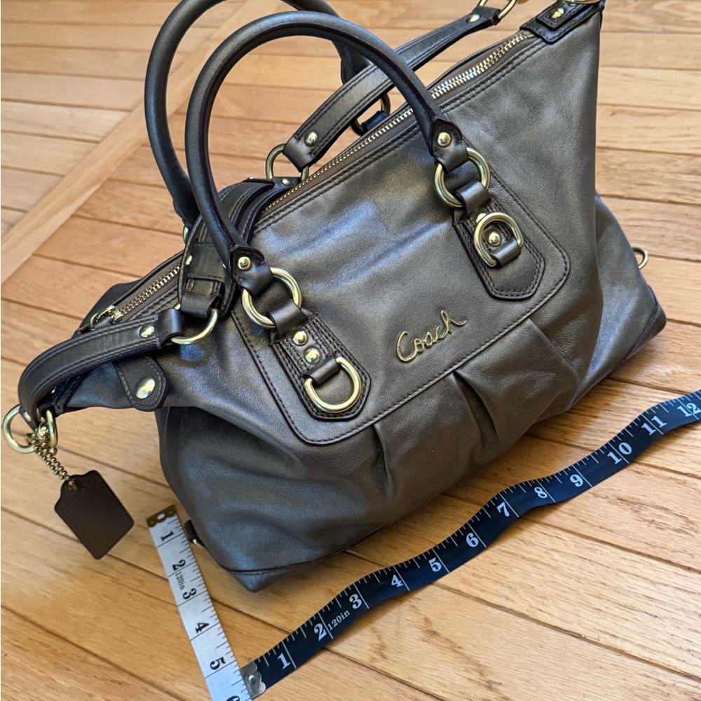 Coach  Ashley Gold Bronze Pewter Satchel with Soft Leather and Rolled Handles